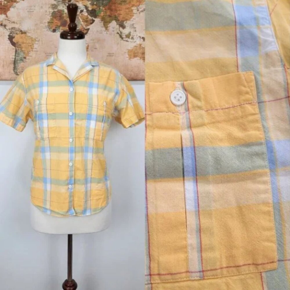 Vtg 90s plaid 100% cotton blouse - Gloria Vanderbilt brand - Picture 8 of 8